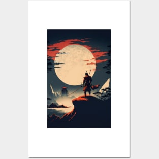 Moon Samurai Japan Posters and Art